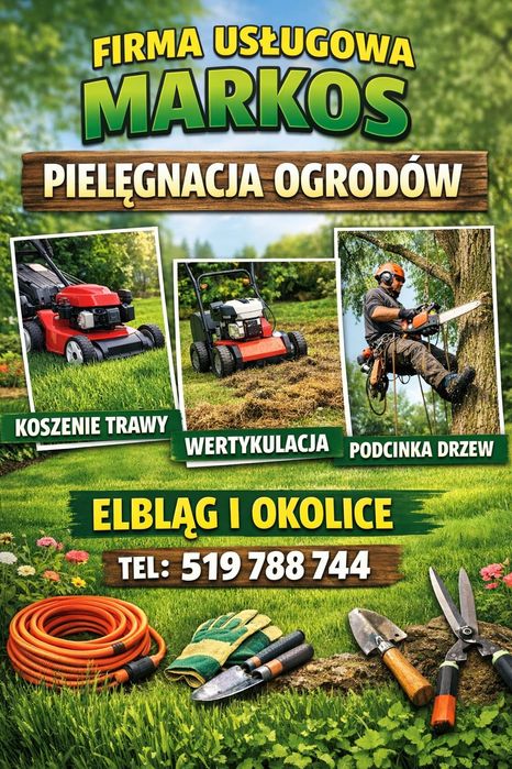 Usługi Ogrodnicze: koszenie, wertykulacja, cięcie żywopłotów, wycinka.