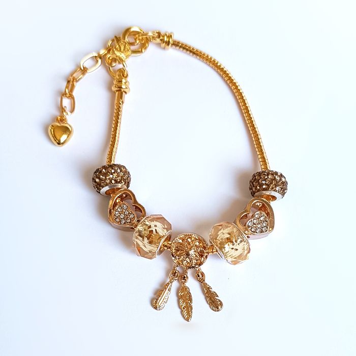 Bransoletka charmd złota łapacz snów pióra serca