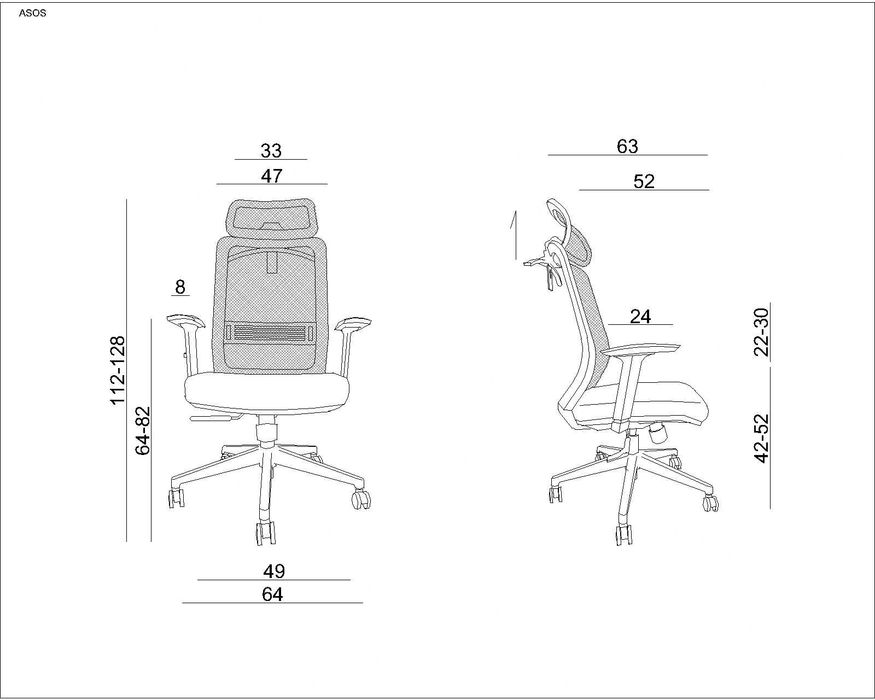Fotel biurowy, ergonomiczny, regulowany, krzesło do biura, biurka ASOS | WYPRZEDAŻ EKSPOZYCJI