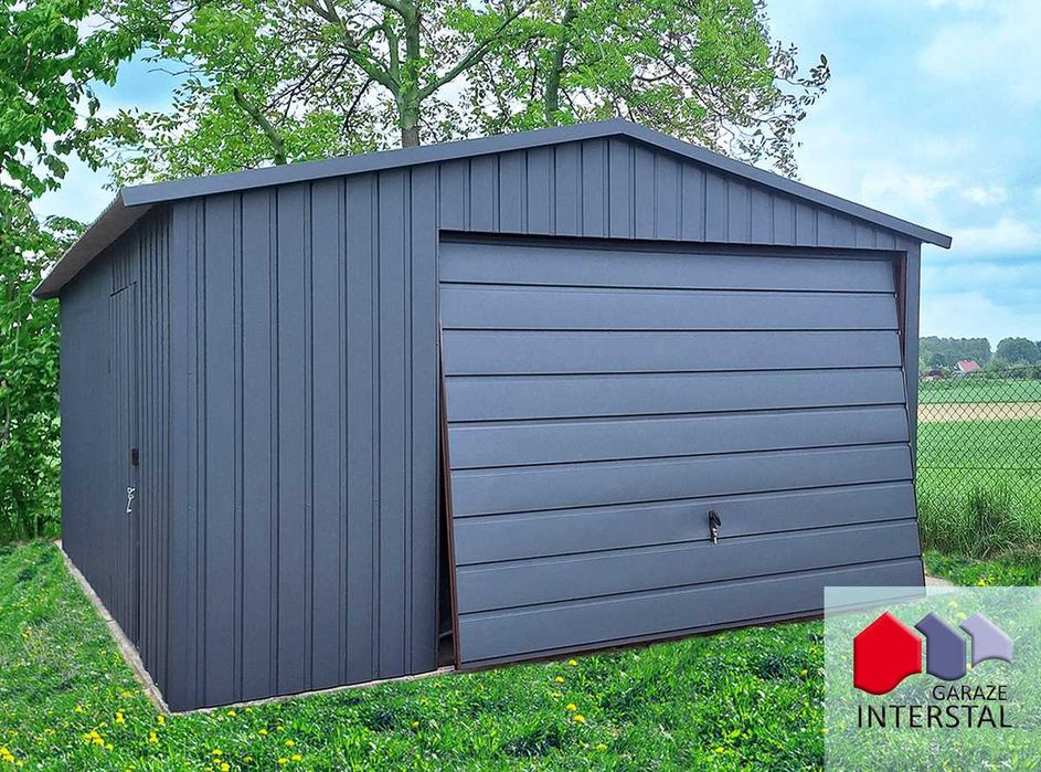 Garaż blaszany 4x5 antracyt dwuspadowy garaże blaszane od producenta