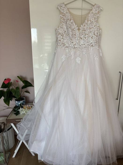 Suknia ślubna gorset rozm 42 tiul brokat