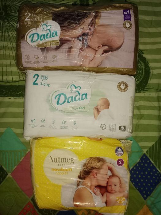 Підгузки дитячі dada 2, nutmeg 2, ica blojor 2 нові запаковані пачки