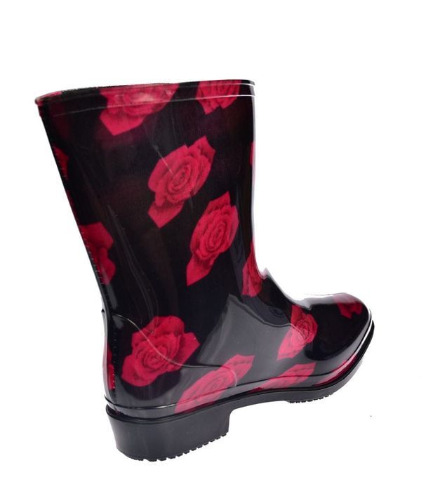 Kalosze damskie gumowce kwiaty ANX-01 Red-1 rozm 39