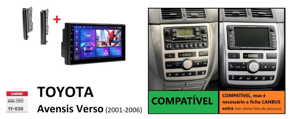 (NOVO) Rádio 2DIN • Toyota • Verso • Corolla Verso • Android [4+64GB]