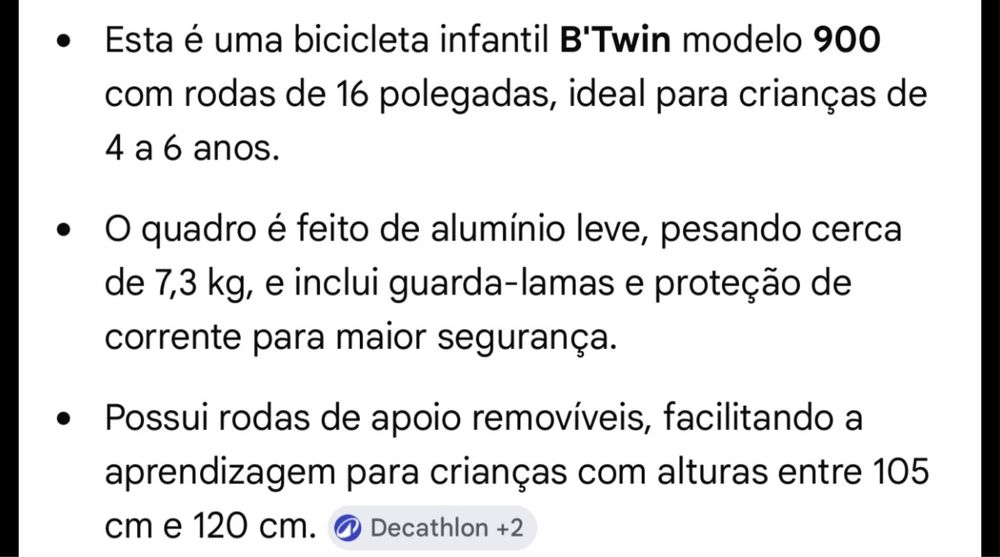 Bicicleta Criança com Capacete em Excelente Estado