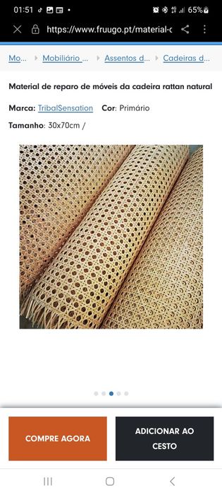 Rolo de palha de Rattan natural para cadeira