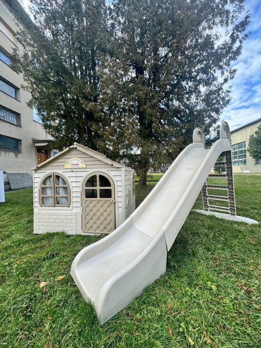 Дитячий набір Doloni бежевий колір з серії ЕКО будинок гірка пісочниця