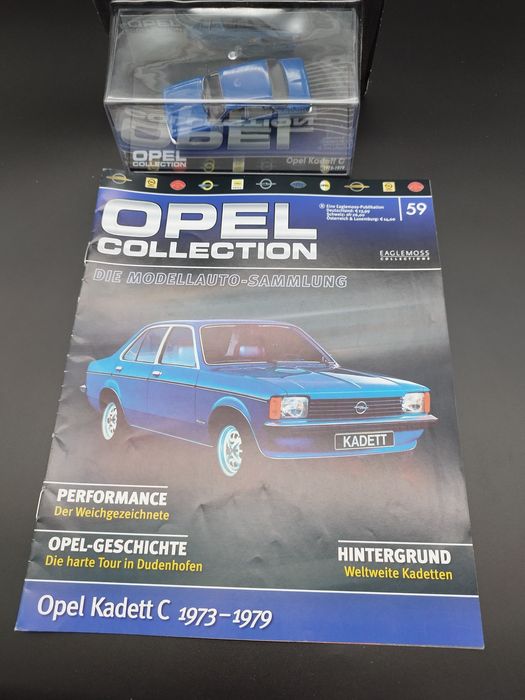 1:43 Opel Collection Opel Kadett C  73-79 blue model + gazetka