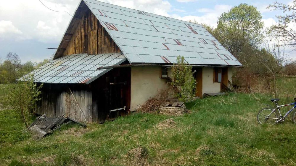 Земельна ділянка з хатиною у центрі прикарпатського села