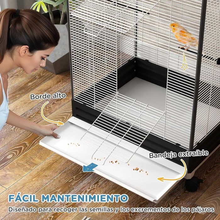 PORTES GRÁTIS - Gaiola para Pássaros com Rodas 79x65x155cm