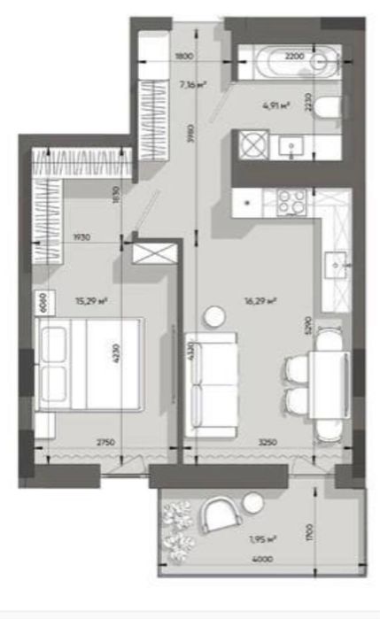 1-кімнатна квартира за адресою вул. Ленона (площа 45,6 м²) - Atlanta.ua - фото 3