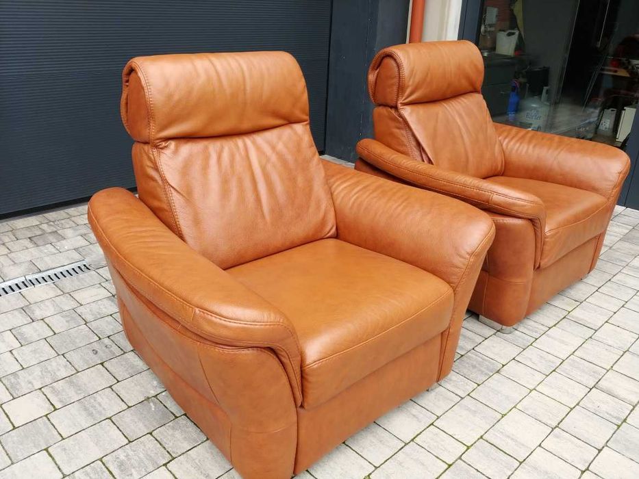 Fotele skóra naturalna KLER z funkcją relax rozkładane elektrycznie