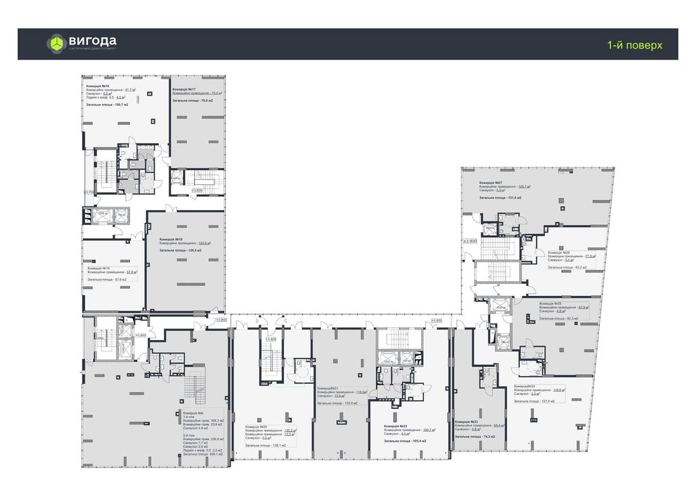 Продається комерційне приміщення 121,4 м² | 2 поверх | Вид на озеро | ЖК Lake View - View 2