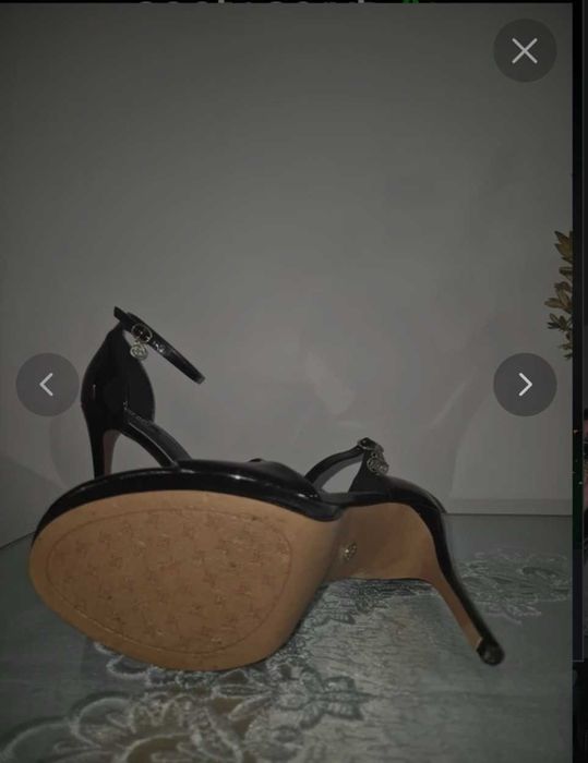 Lakierowane Szpilki czarne Nine West, Sandały na szpilce 39