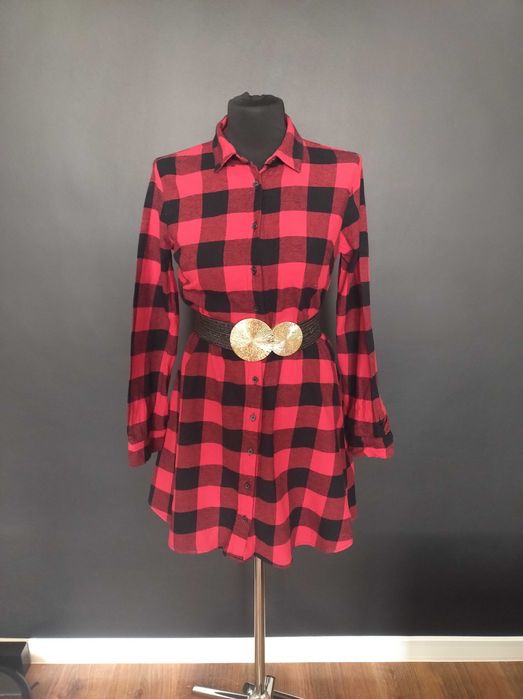 sukienka koszulowa flanelowa w kratę