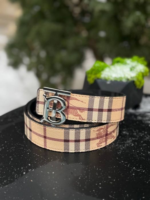 Ремінь Burberry бежевий чоловічий ремень Барбери кожный мужской