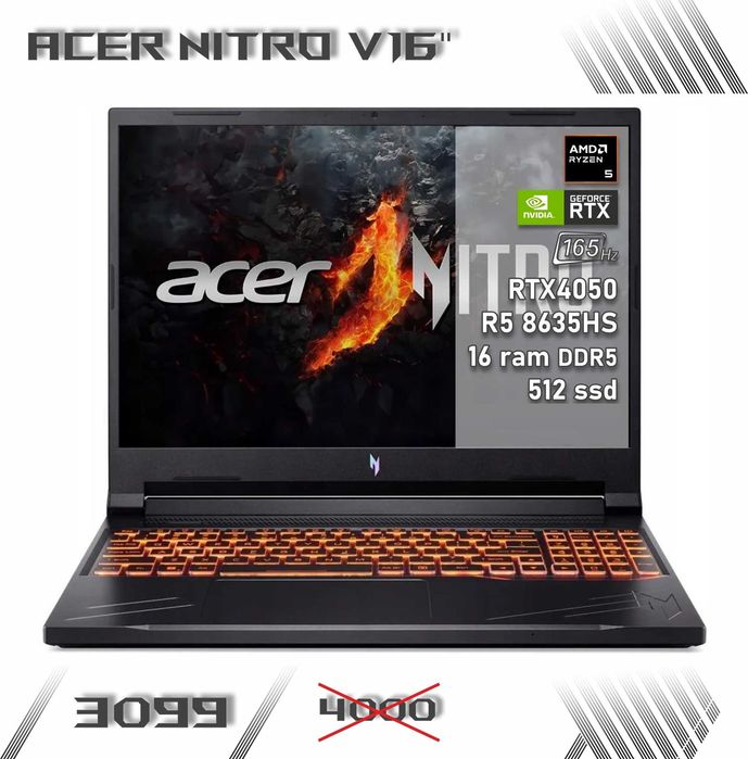 LAPTOP GAMINGOWY Acer Nitro V16 RTX 4050 6gb Ryzen 5 8645HS 144hz Komputer