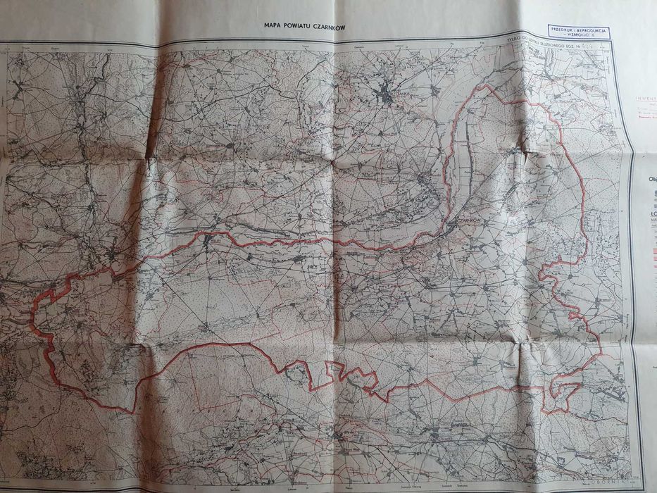 Mapy powiatowe 1960r na płótnie  Trzcianka Chodzież Czarnków 57 x 92
