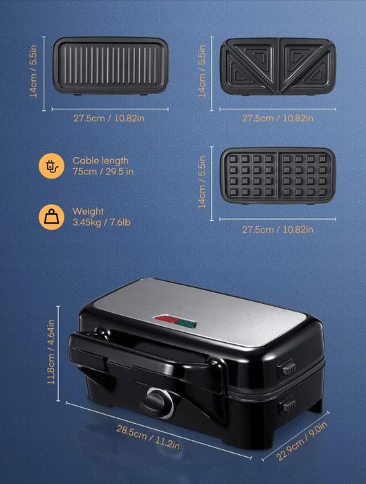 Housnat Sandwich Maker 3 w 1 Gofrowniva toster opiekacz