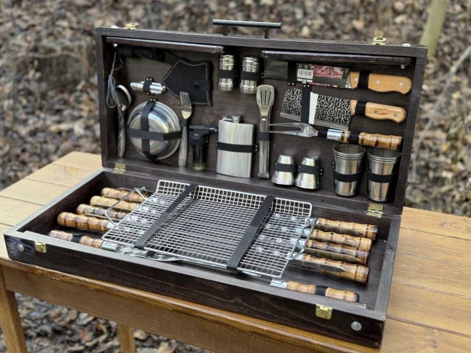 Набір шампурів на подарунок в кейсі! Дерево\фанера! Всім чоловікам!