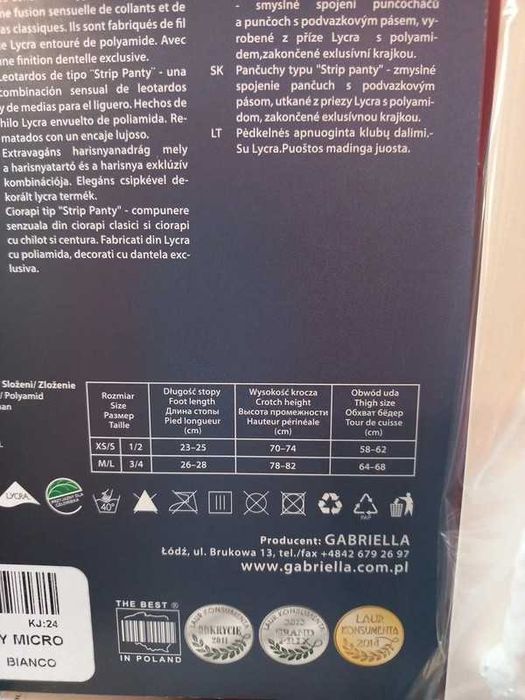Białe rajstopy strip panty mikrofibra xs-s