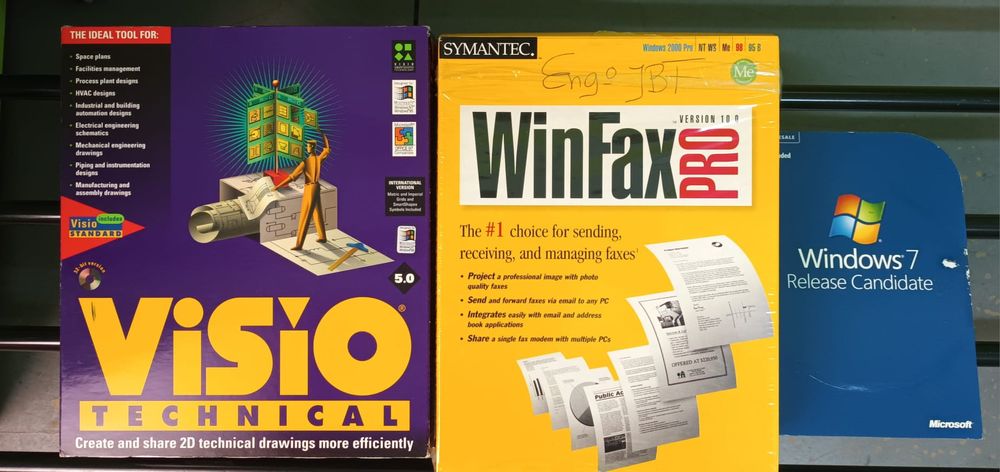 Lote de software vintage – Microsoft Visio Technical + WinFax Pro 10 +