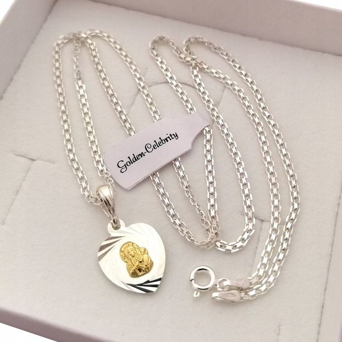 Srebrny Łańcuszek + Medalik +bransoletka Komplet Dla Dziewczynki Na Ko