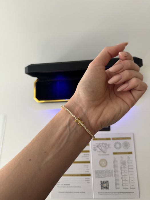 Złota Bransoletka tenis/tenisowa z Moissanitami moissanit certyfikat