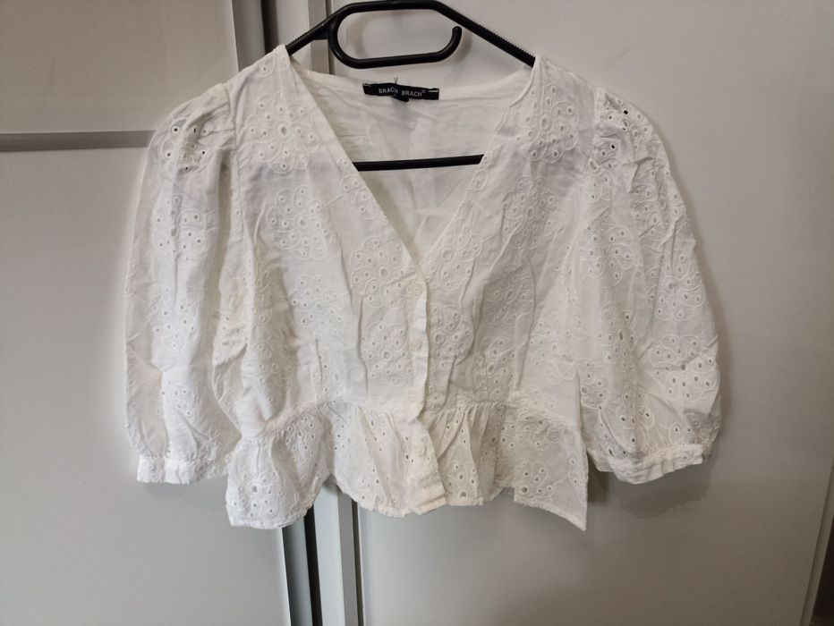 Biała ażurowa bluzka M
