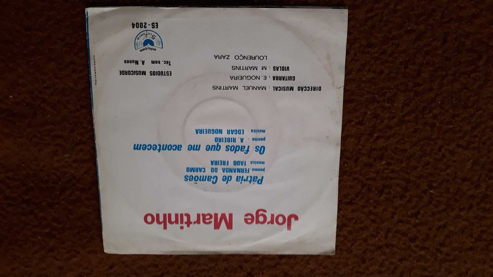 Jorge Martinho - Pátria de Camões - single vinil - portes incluídos