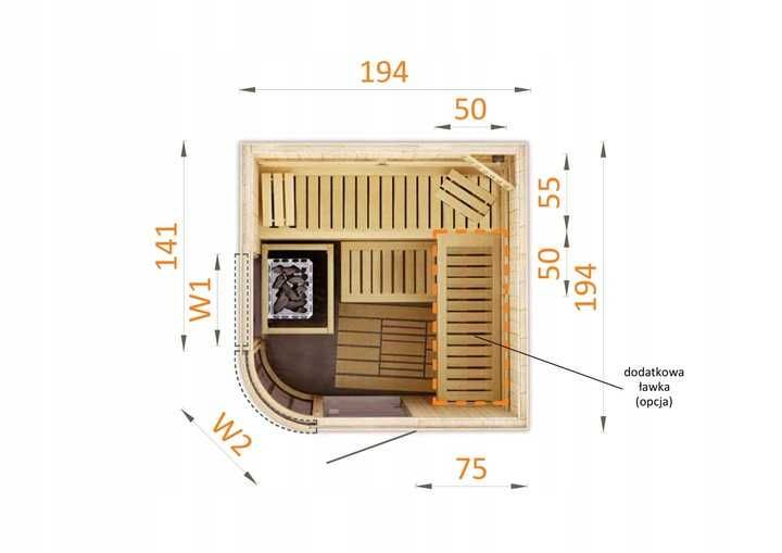 Polska Sauna Sucha Domowa Wewnętrzna Łukowa 2020RW2 - 4 osobowa