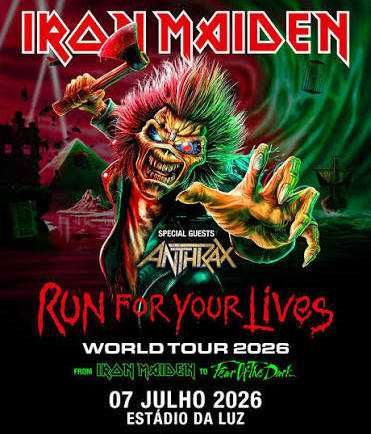 2x Bilhetes / Tickets para IRON MAIDEN Lisboa 7 JULHO 2026 Bancada Frontal ao palco, Piso 0