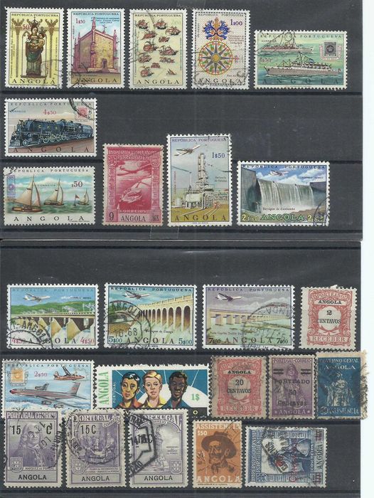Selos das ex-colónias portuguesas, 180 selos de Angola, maioria usados