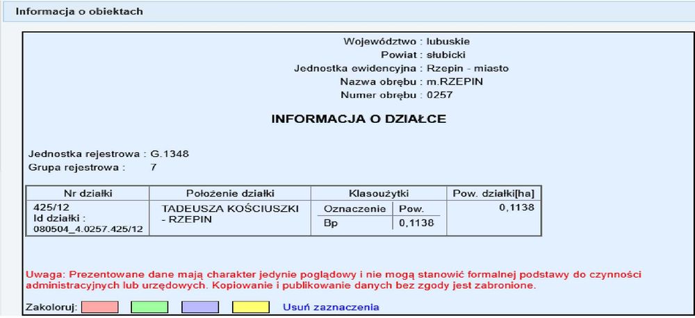 Trzy działki w centrum Rzepina o pow. 35 arów