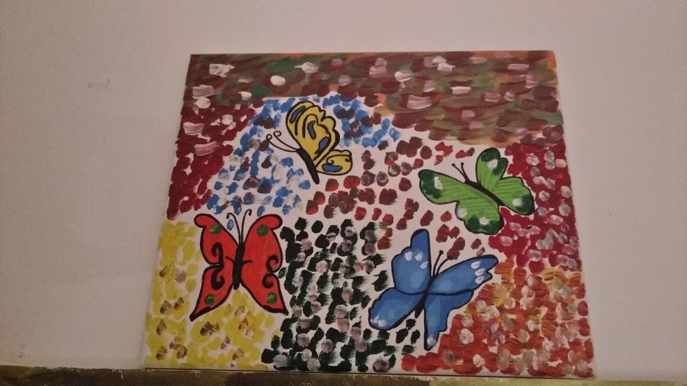 Tela pintada com tinta acrilica