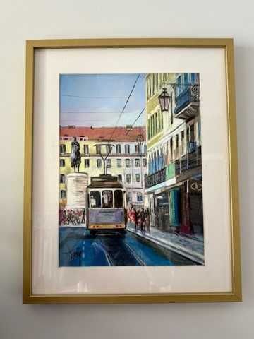 Domingo Alvarez - Pastel sobre papel - Praça da Figueira