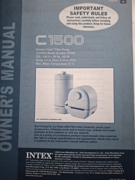 Продам новый картриджный фильтр для бассейна Intex C1500, model: FP636