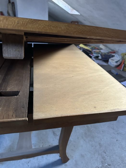 Mesa de sala de estar em madeira 96cm+40cmx2