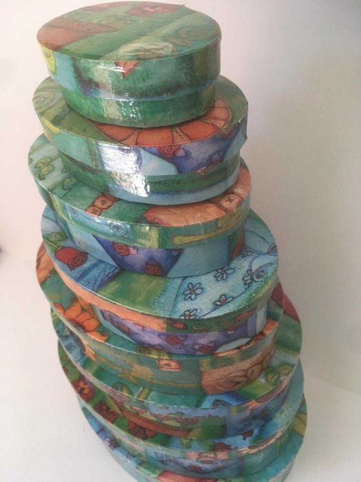 Conjunto de 8 Caixas com Padrão Esverdeado64585231339650122