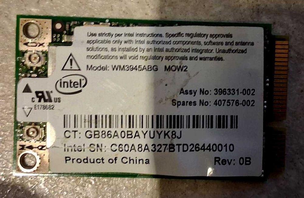 Laptop HP530 - karta sieciowa Wi-Fi Intel PRO/Wireless 3945ABG