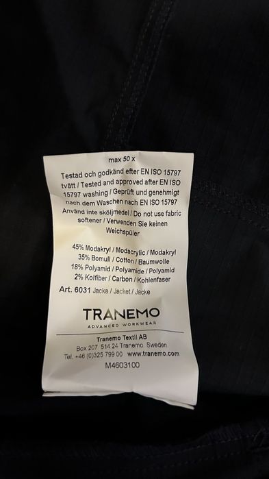 Tranemo odzież łukoochronna, trudnopalna spodnie, kurtka, koszula