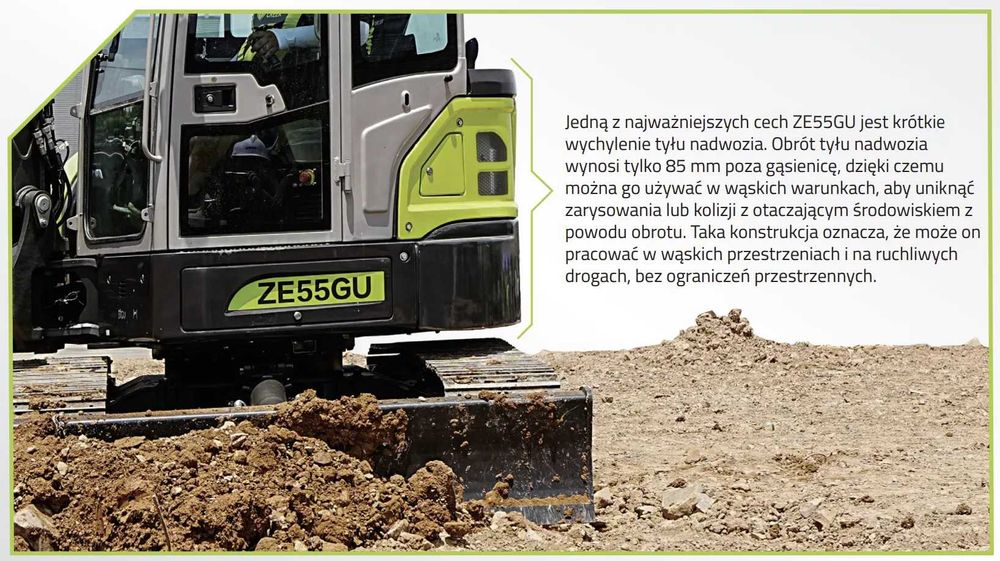 Minikoparka gąsienicowa Zoomlion ZE55GU Kubota 35 kW