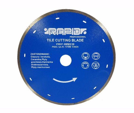 Tarcza Diamentowa do PŁYTEK Ceramicznych 250mm/1.6/30 GŁADKA RAPID