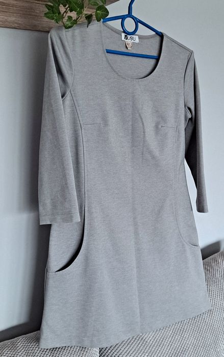 Sukienka szara materiałowa na komunię,niedzielę vubu M L