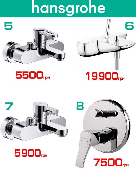 Розпродаж змішувачів для ванни Grohe, Hansgrohe, Oras (всі made in EU)