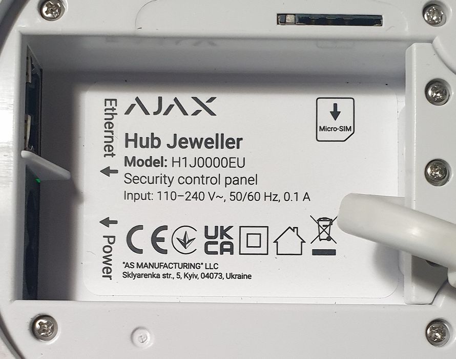 Інтелектуальна централь AJAX Hub Jeweller H1 J0000EU