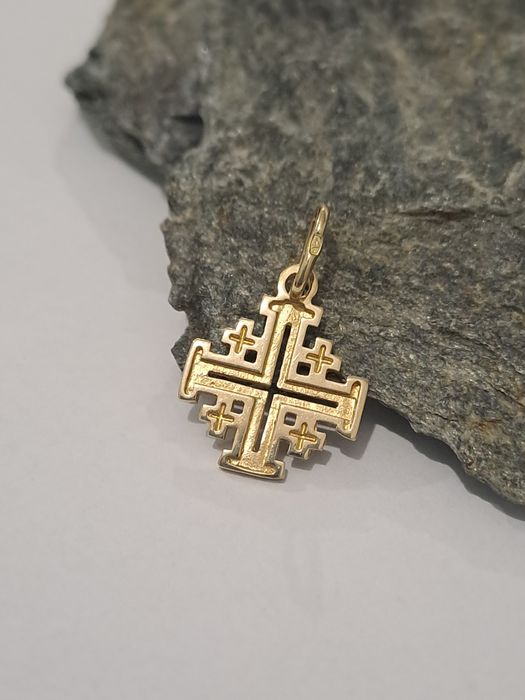Złoty Krzyż Jerozolimski 585 Nowy 1.5x1.5 cm