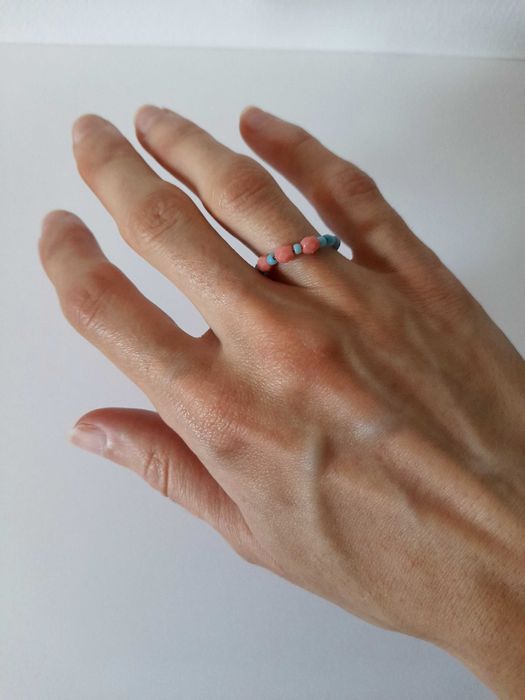 Anel girly cores pastéis rosa e azul céu
