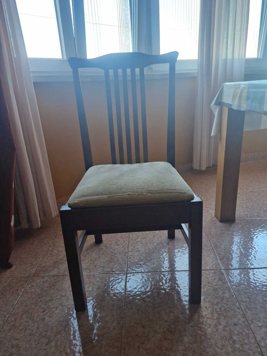 6 cadeira de sala, madeira maciça com tampo