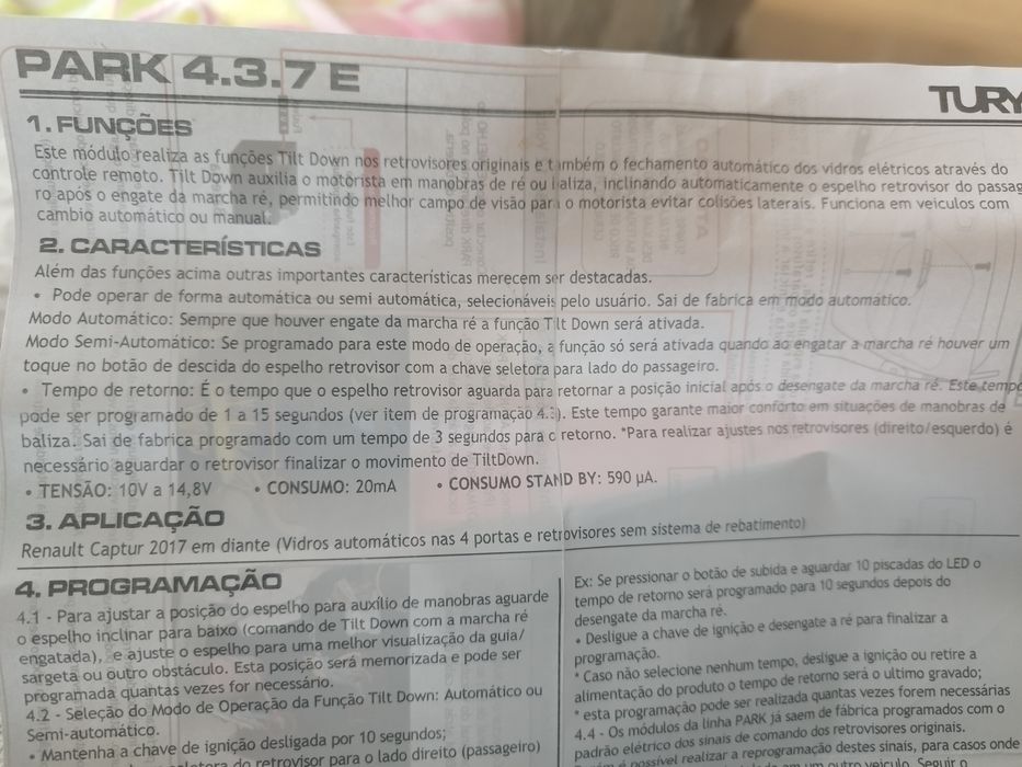 Modulo vidros Renault Captur